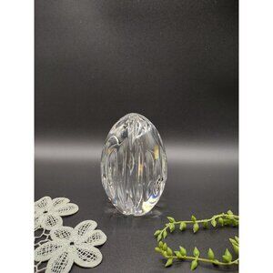 Vintage 4.5" Dansk Poland Lead Crystal Egg Shaped Ribbed Paperweight